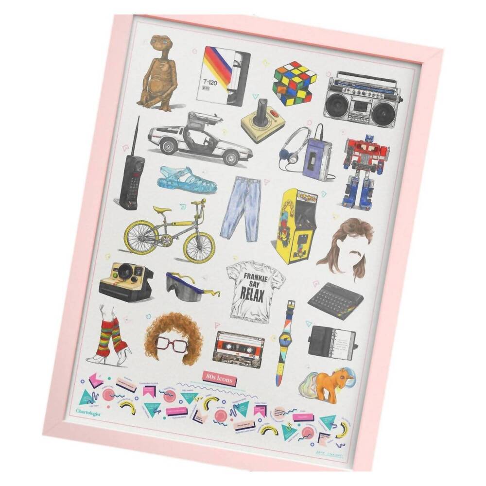 NEW SUCK UK the chartologist - 80's icons in white